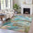 Machine Washable Indoor/Outdoor Xhevrie Teal Rug-111829289