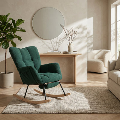 Chaise berçante confortable en tissu Teddy