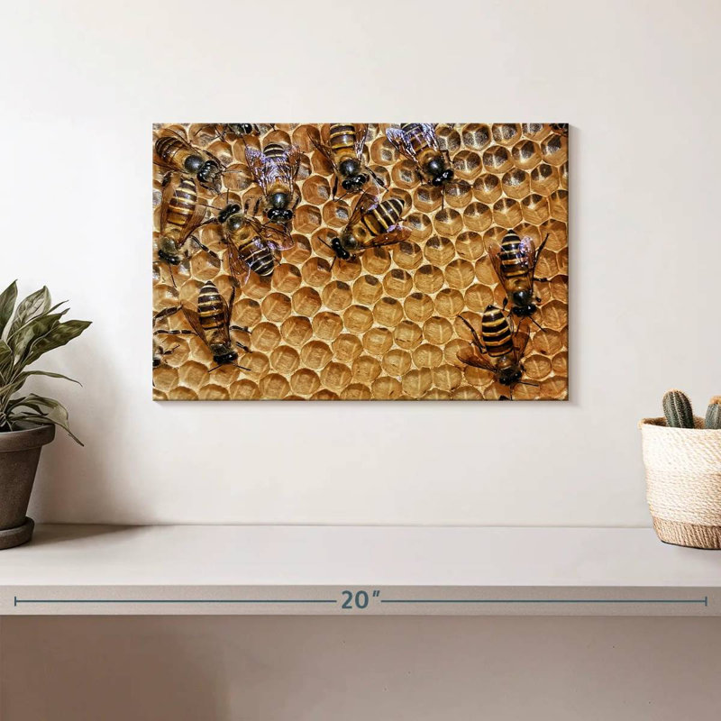 Brampt Honeycomb Bees, 8" H x 12" W