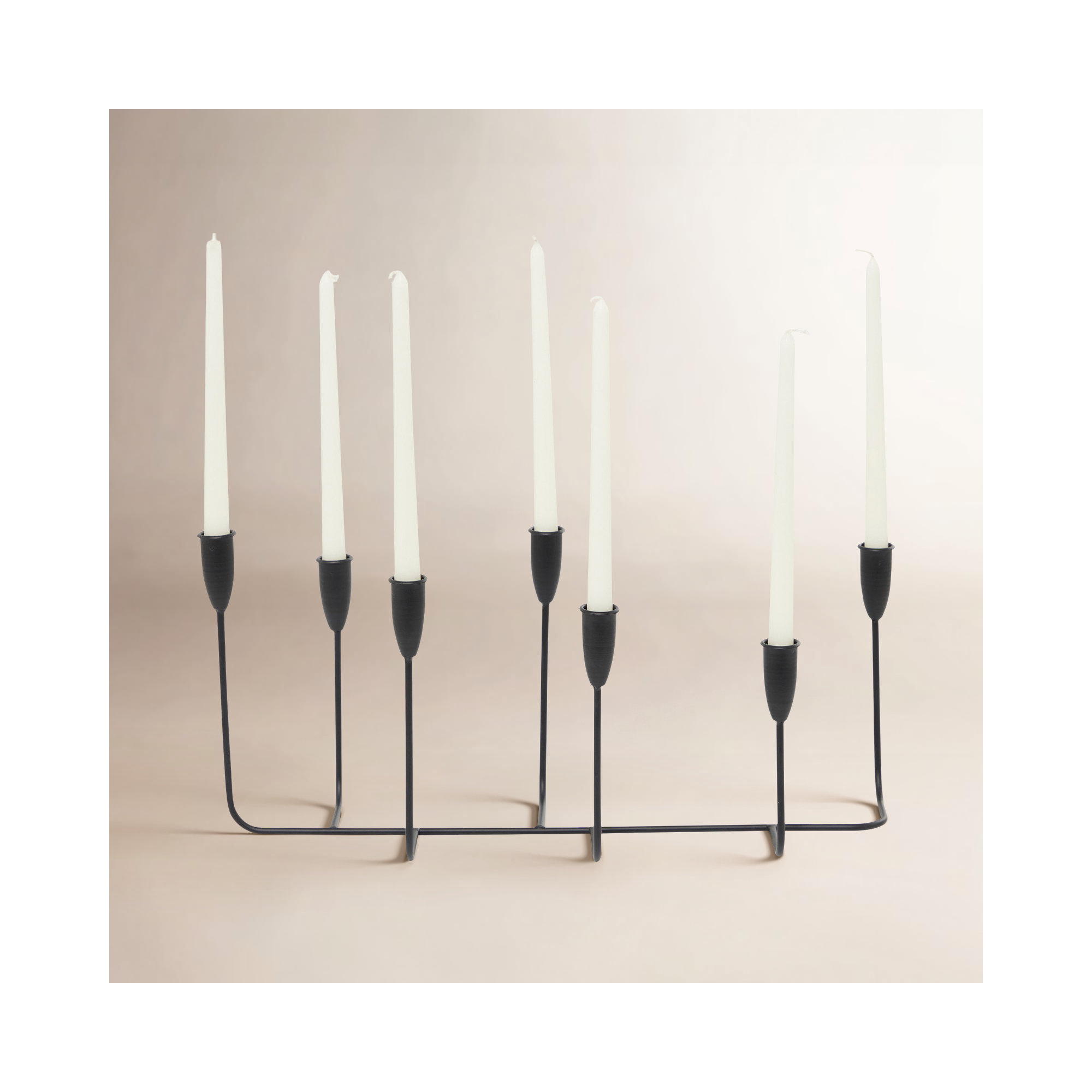 Modern Metal Candelabra Holder, Black, 9.65" H 21.2" W x 8.05" D