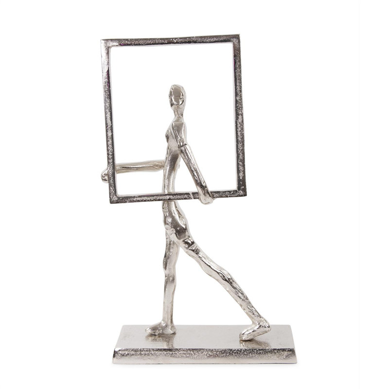 Rough Nickle Man w/Square Frame Sculpture