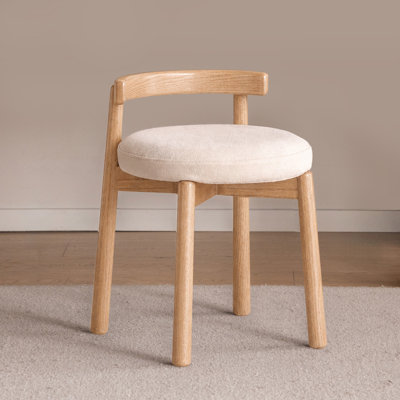 Tabouret de coiffeuse pivotant en frêne massif avec siège rembourré MCM