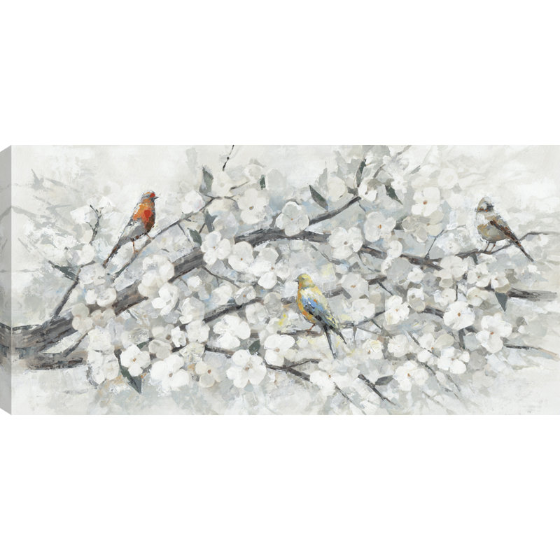 Reproduction d’art sur toile tendue blanche avec oiseaux