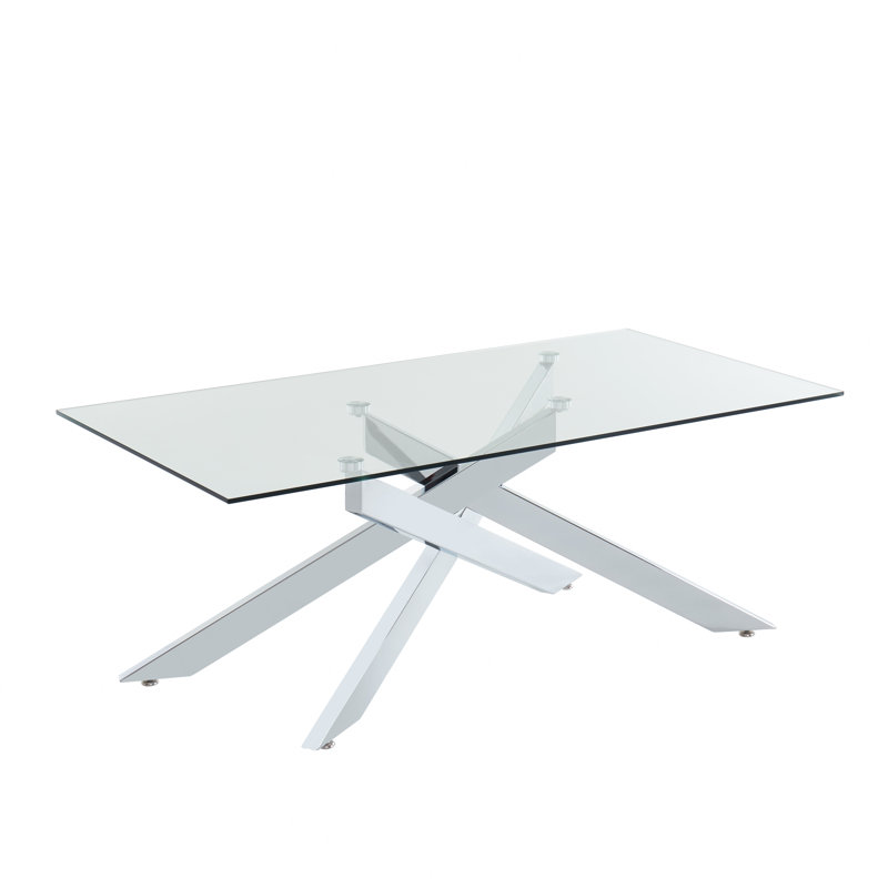 Nykea Glass Top Single Coffee Table, Silver