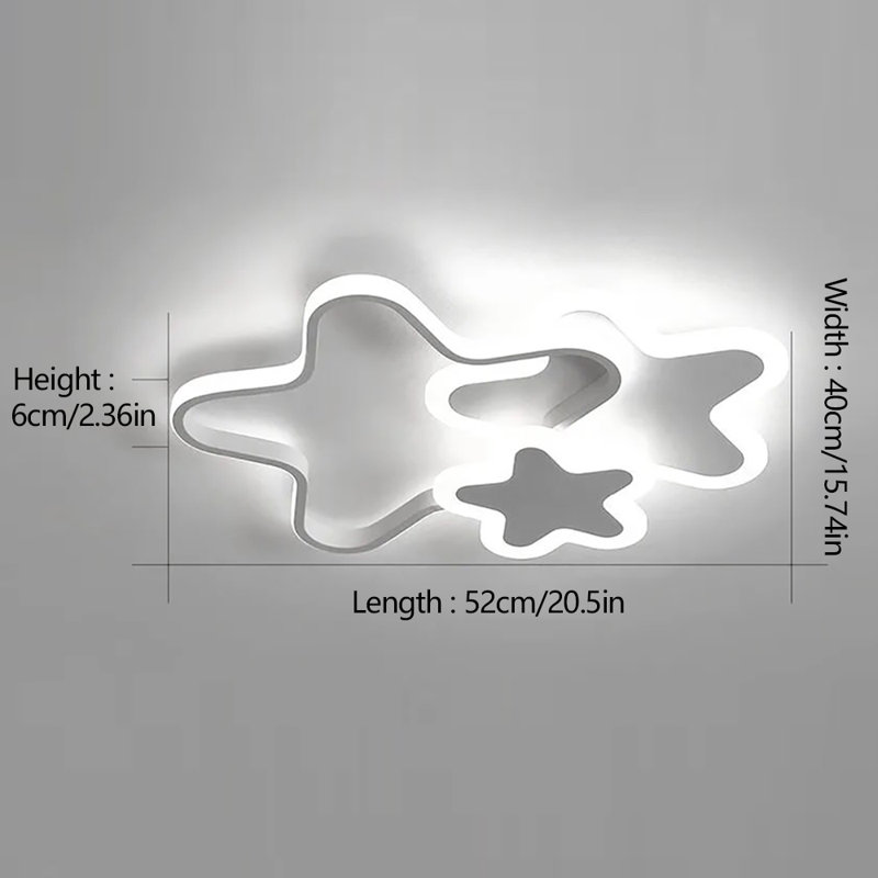 3 - Light Dimming LED Flush Mount Star Shape