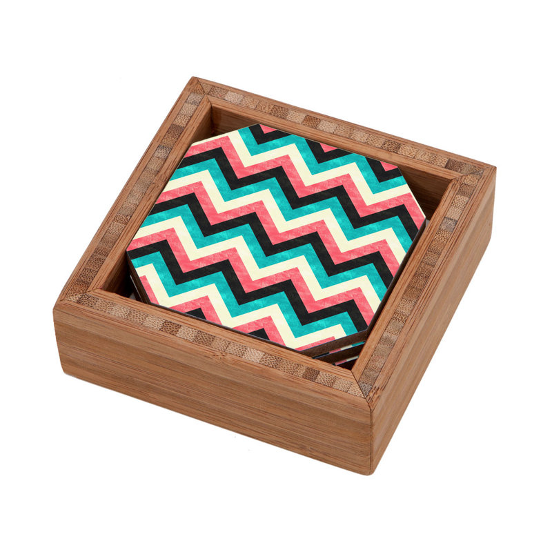 Studebaker Wood Square 4 Piece Coaster Set