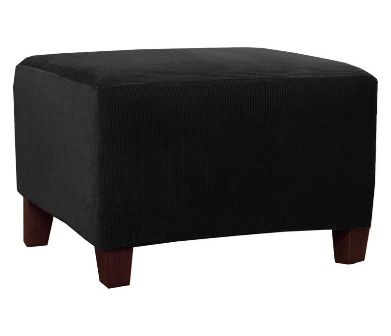 Collin Stretch Ottoman Slipcover, Noir