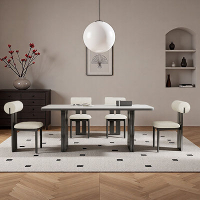 French Retro Rectangular Rock-Plate Dining Table