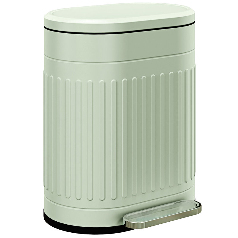 HOMCOM Pedal Bin Fingerprint Proof Soft-close Lid, Green, 5.3