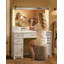 Table de coiffeuse avec miroir et lumières, table de coiffeuse blanche avec 3 lumières colorées, 7 tiroirs de rangement et grand miroir pour femmes, blanc-1033972115