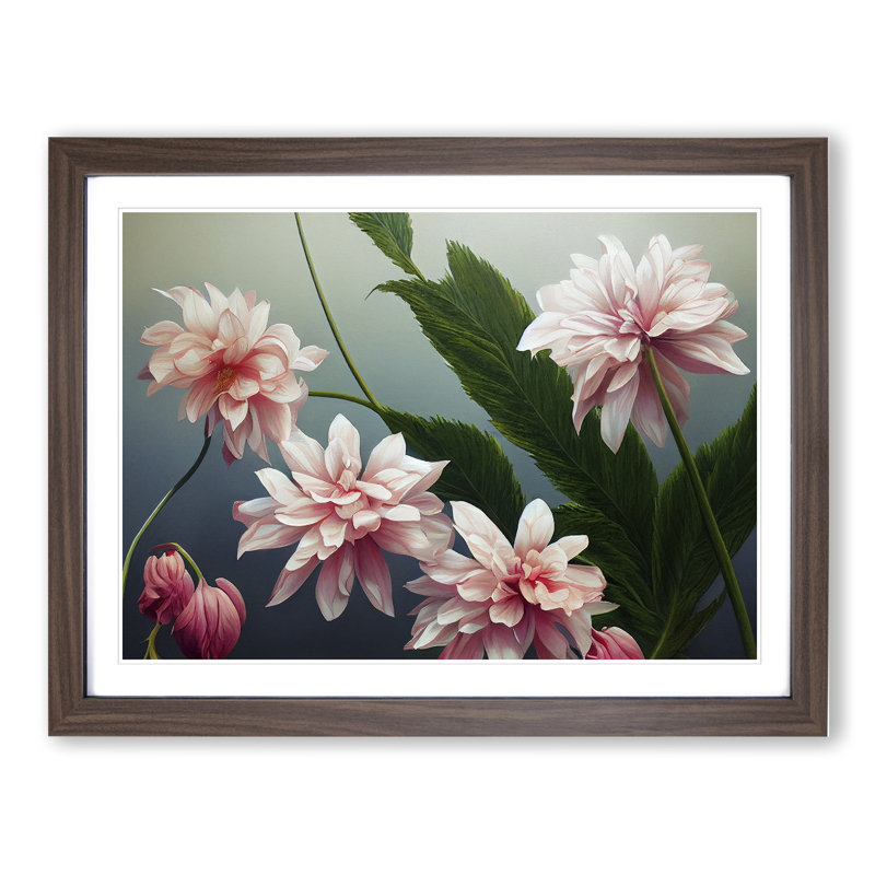 Blooming Flowers - Framed Print, 34cm H x 46cm W x 2cm D, Walnut