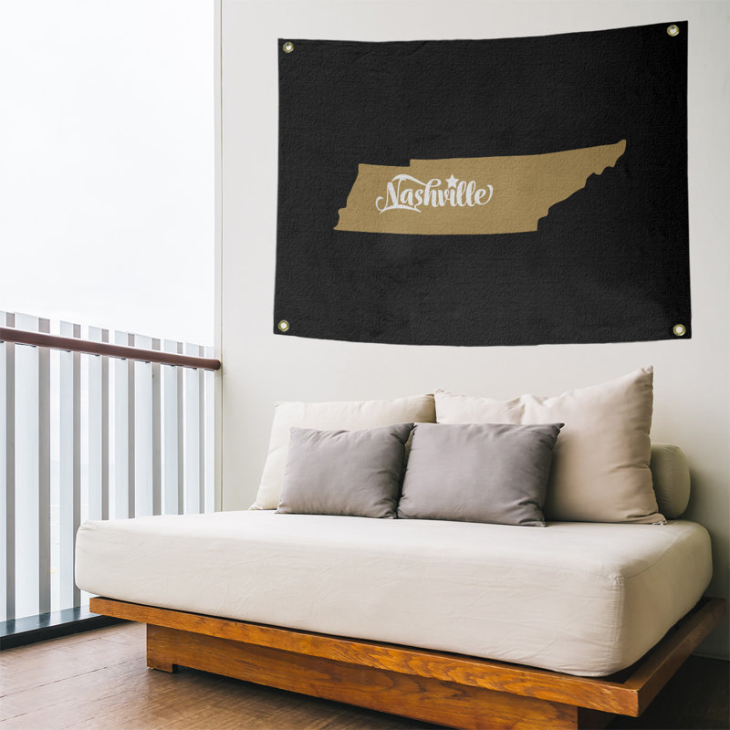 Tapisserie murale nashville sports, H 50 po x l 59 po, Noir / or