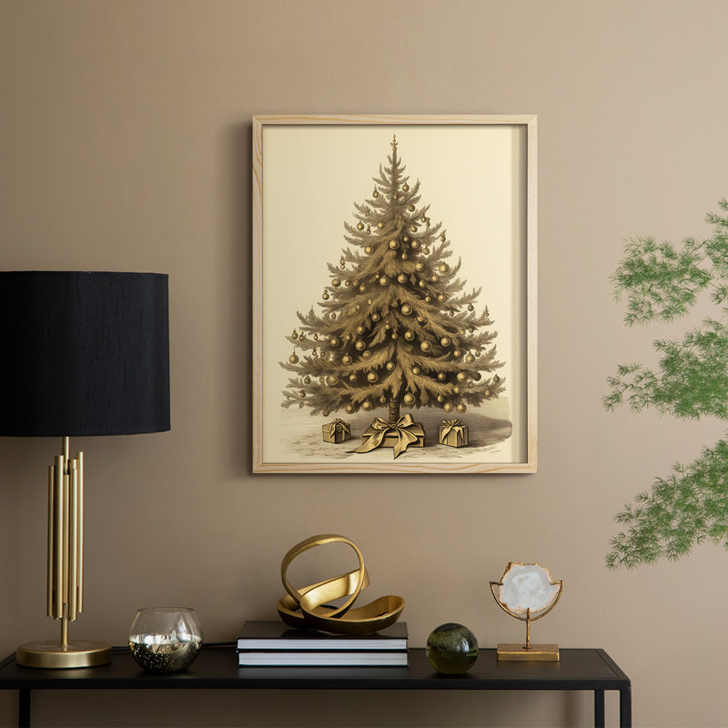 «Christmas Holiday Art CDL XXXII», reproduction d'art encadrée - bois massif, H 30 po x l 24 po, Naturel