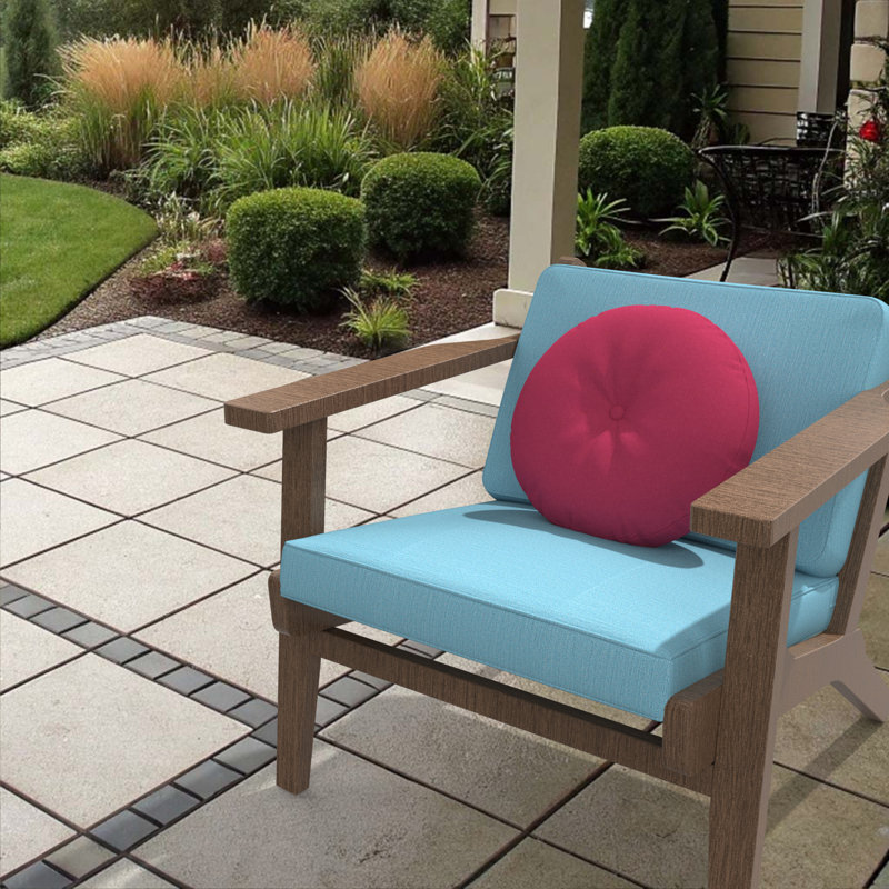 Coussin décoratif intérieur / extérieur Sunbrella, housse de coussin ronde de 20 pouces avec insert, Rose, Rond 20 po