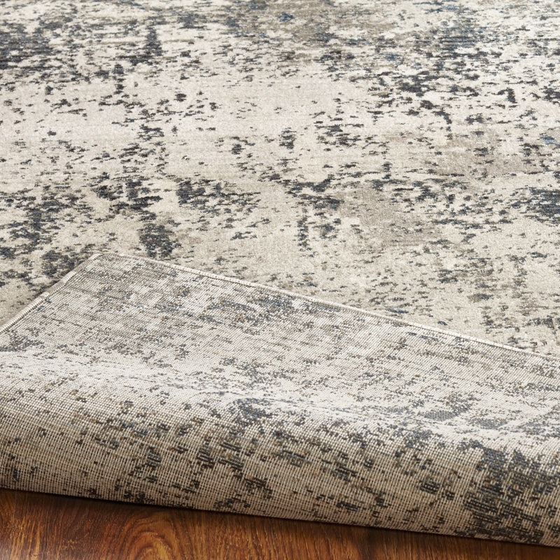 Mayes Abstract Area Rug in Ivory/Gray, Runner 2'6" x 10'