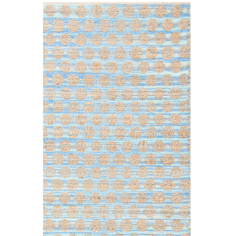 Arria Cape Cod Hand Woven Jute/Cotton Polka Dots Rug in Blue/Natural, Rectangle 8' x 10'