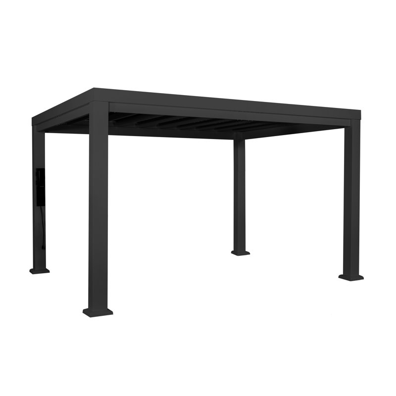 Trenton 16' x 12' Black Galvanized Steel Pergola with Canopy