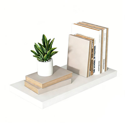  Large Floating Shelves for Wall Set of 1 Wooden Wall Shelves 24 in x 10 in x 1 in Room Decor Long Shelf with Invisible Wall Mount Bracket for Bedroom, Kitchen, Living Room, White