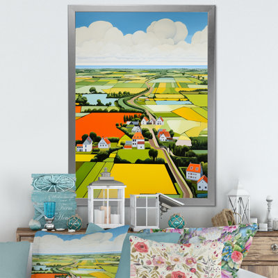 Paysage de ferme sur toile, "De Stijl"