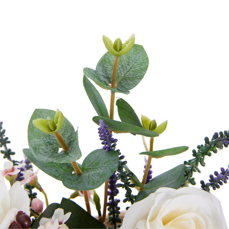 Rose Arrangement in Planter, White