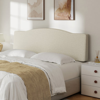 Tête de lit tapissier en lin à hauteur réglable avec dossier ergonomique pour matelas de 6 à 15 po, aucun assemblage requis - très grand, beige