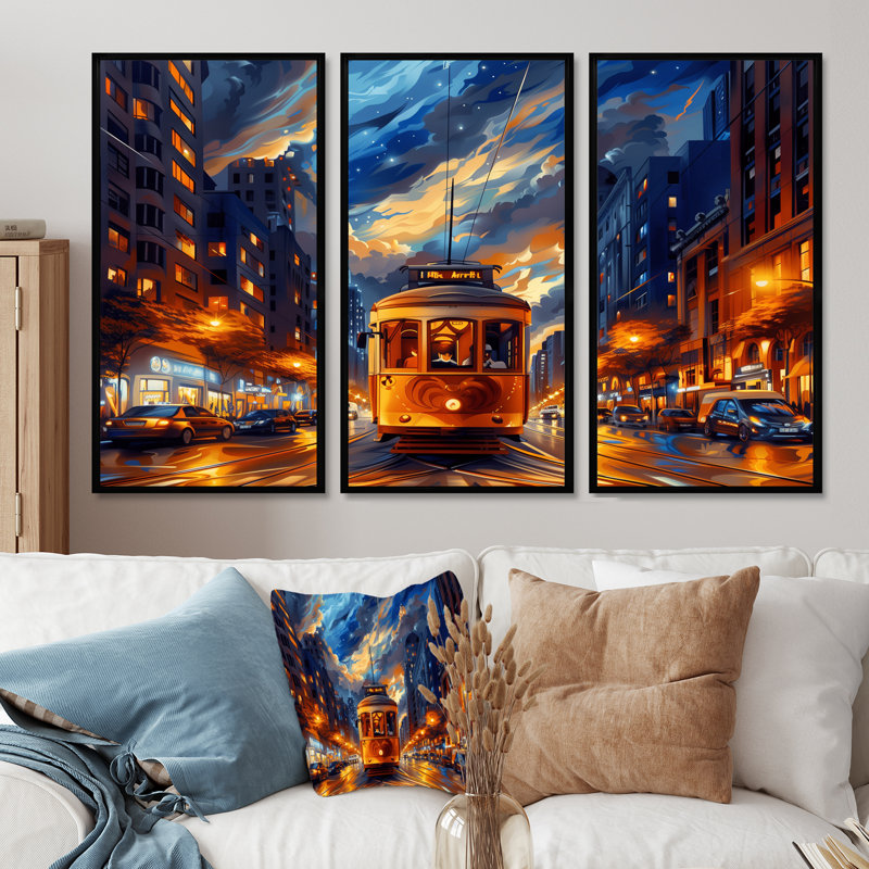«Solal - City Buildings», ensemble de reproductions d'art mural, Toile avec cadre flottant noir, H 28 po x l 12 po x P 1 po