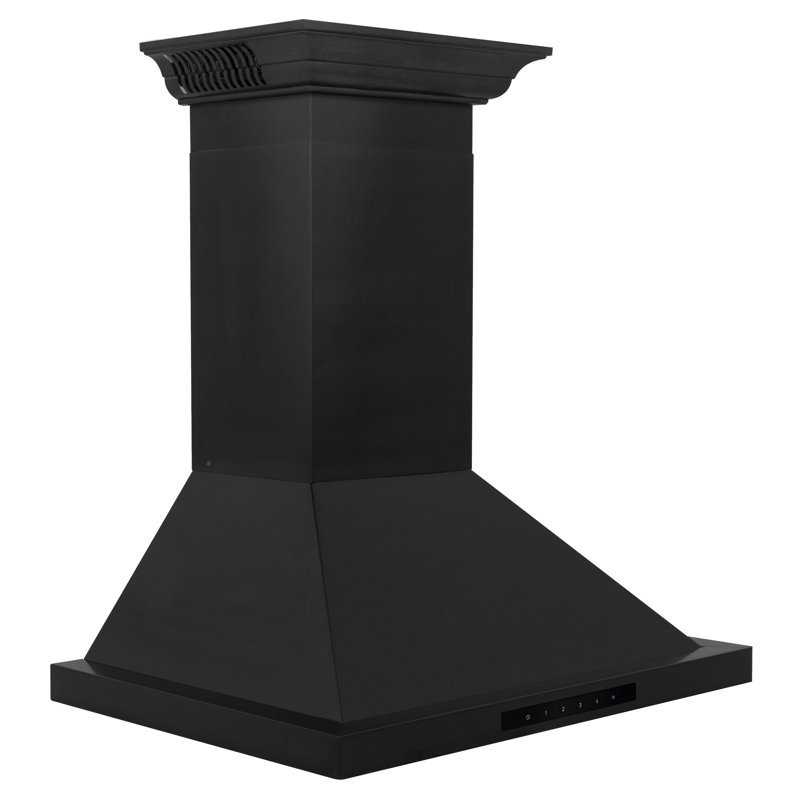 24" Crown Sound 400 CFM Ducted Wall Mount Range Hood with Wi-Fi, Black Stainless Steel