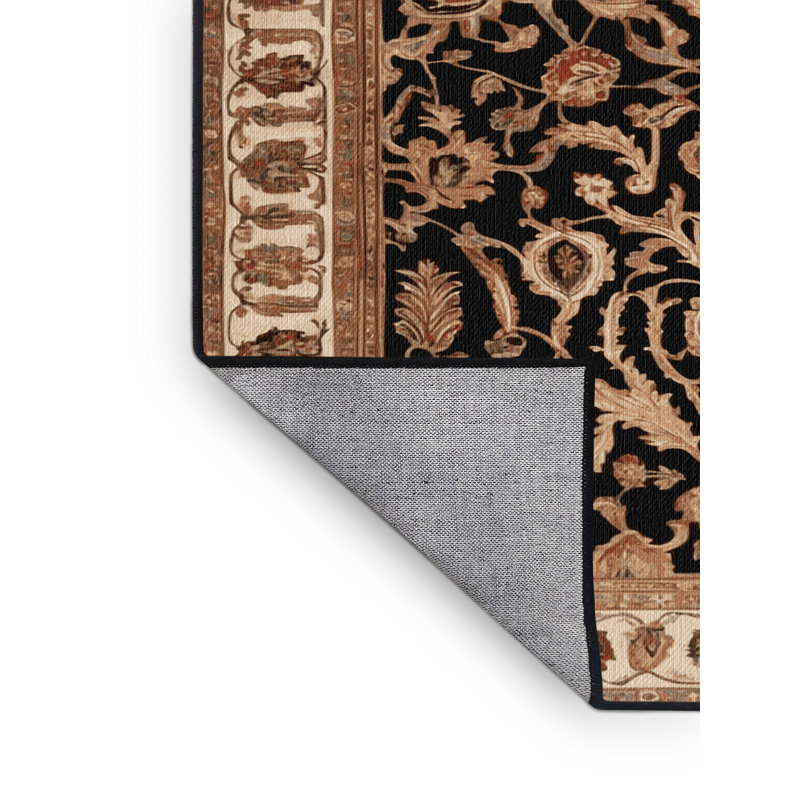 Tapis brun lavable à la machine, Rond 7 pi