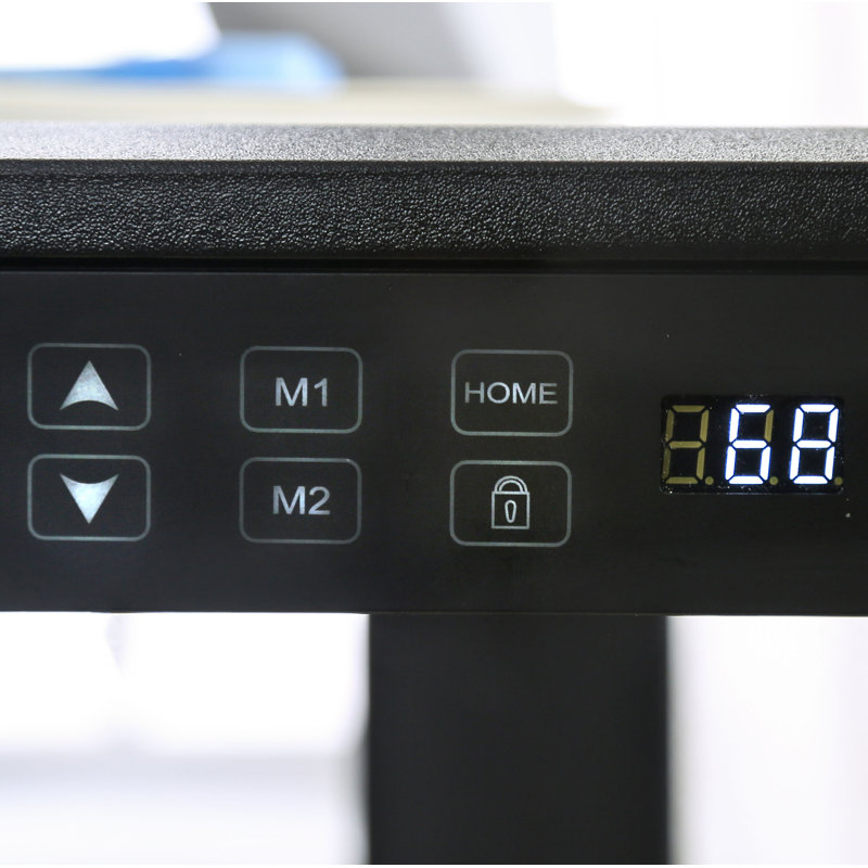 Veyron Adjustable Standing Desk with Power Outlet, Black, 29.38" H x 47.25" W x 27.5" D