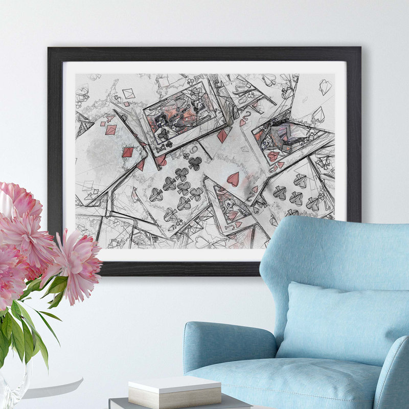 Deck of Cards - Framed Print, 45cm H x 63cm W x 2cm D, Black
