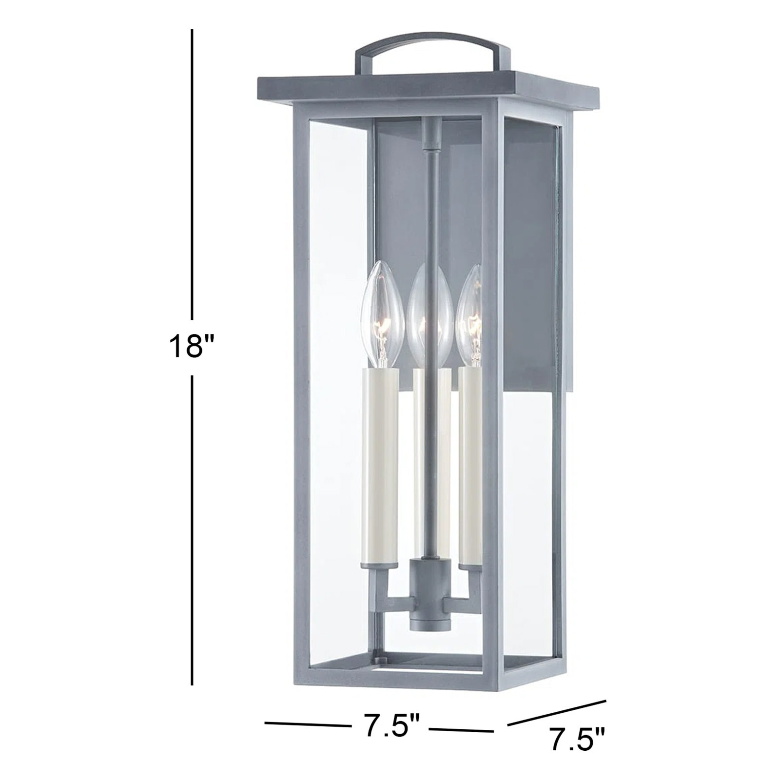 Brookstead Single Light Outdoor Wall Light, Weathered Zinc, 18" H x 7.5" W x 7.5" D