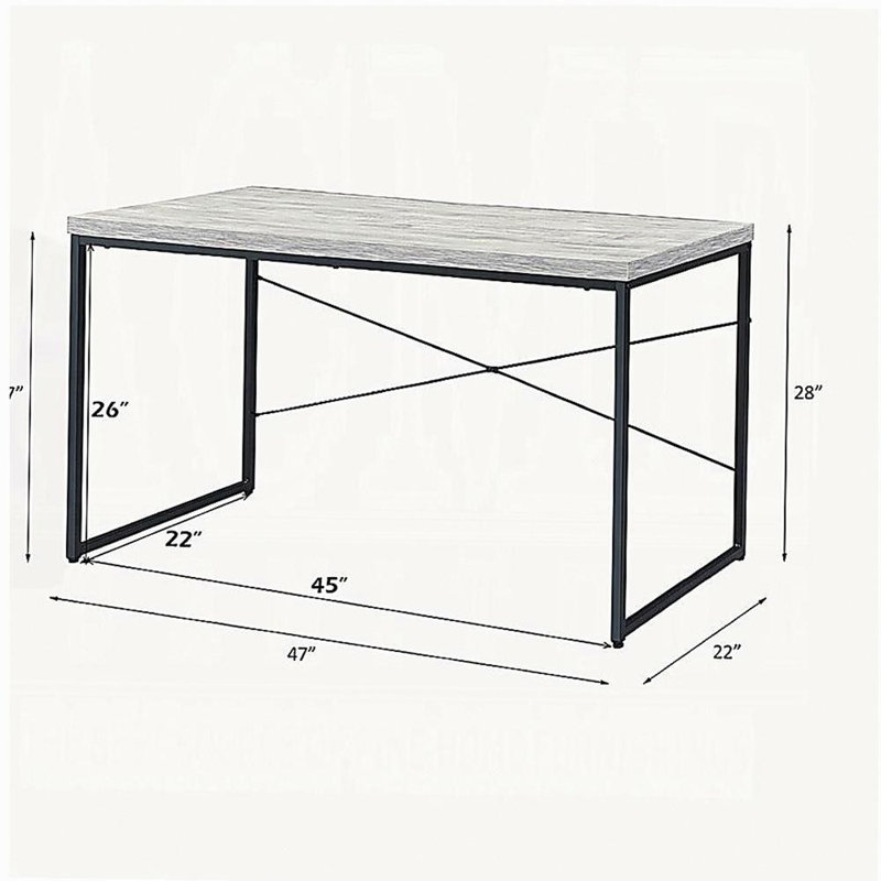Bureau d'écriture de style industriel 1pc, Blanc antique / noir