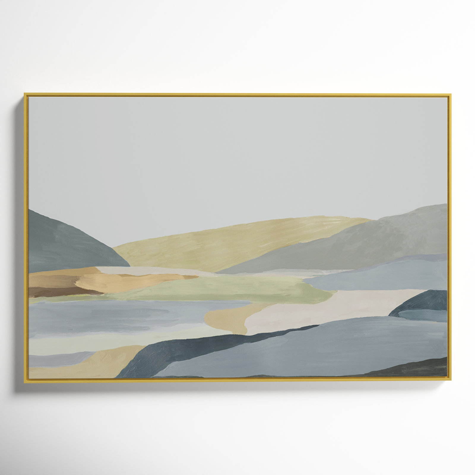 Blair "Warm Hills II" Painting, 41.5" H x 61.5" W x 2" D, Gold Canvas