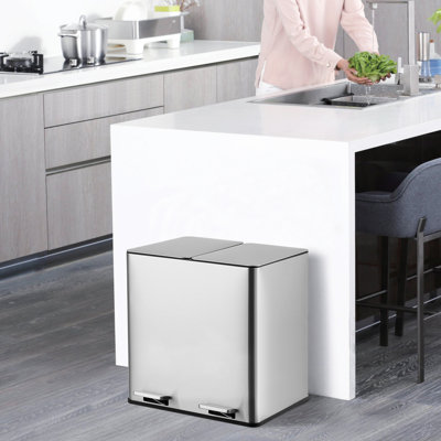 Stainless Steel Multi-Compartment Rubbish & Recycling Bin