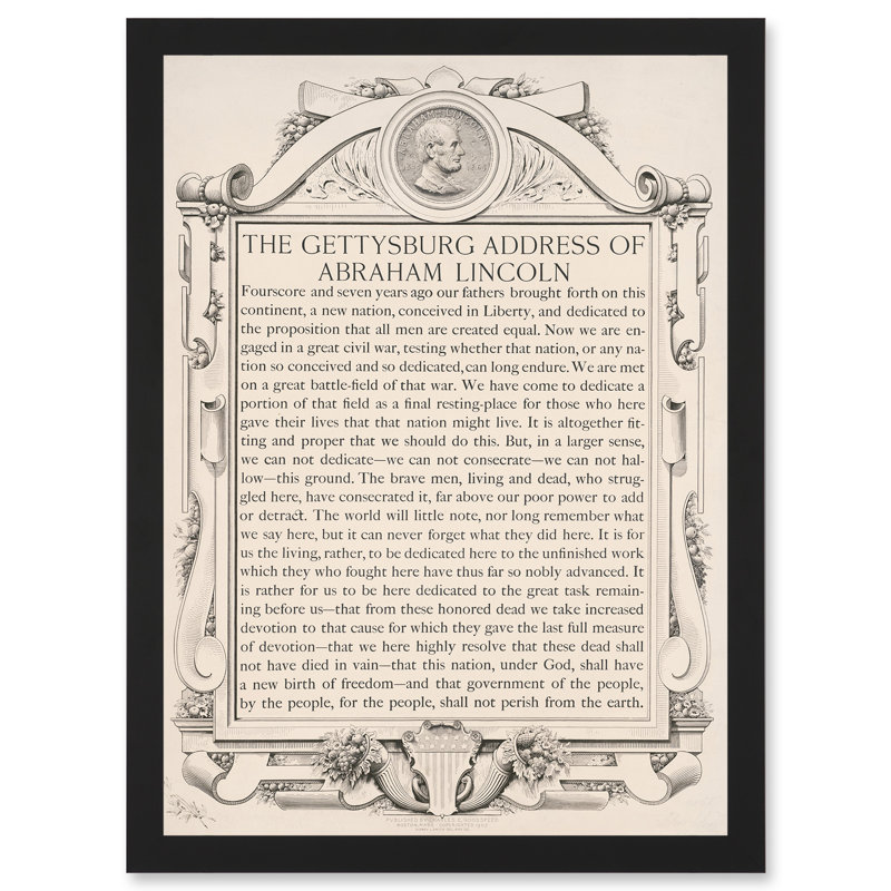 Gettysburg Address Abraham Lincoln USA President - Single Picture Frame Print