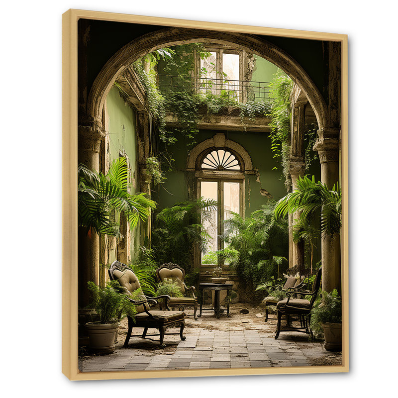Cuba Colonail Charm Oasis sur impression sur toile, Cadre naturel flottant, H 32 po x l 24 po x P 1 po
