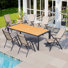 Ensemble repas pour 6 personnes avec chaises pliantes réglables et trou pour parasol