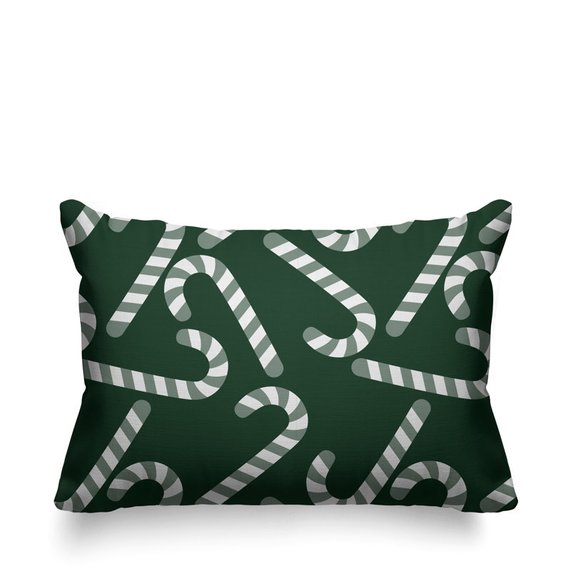 Striped Outdoor Reversible Throw Pillow, Sage