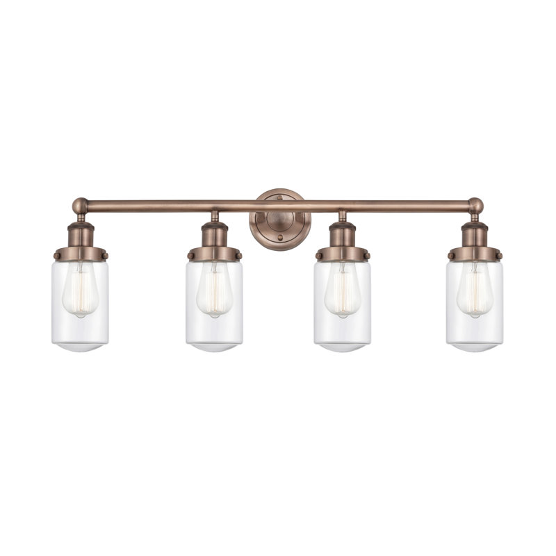 Éclairage pour meuble-lavabo à intensité variable à 4 lumières Erkson, Transparent, Cuivre antique
