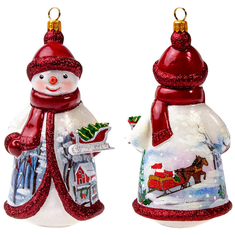 Glitterazzi Red and Silver and Holding sleigh Snowman