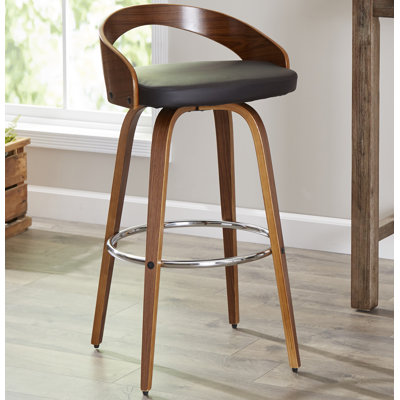 Maxime Swivel Yes Upholstered Faux Leather Bar Stool