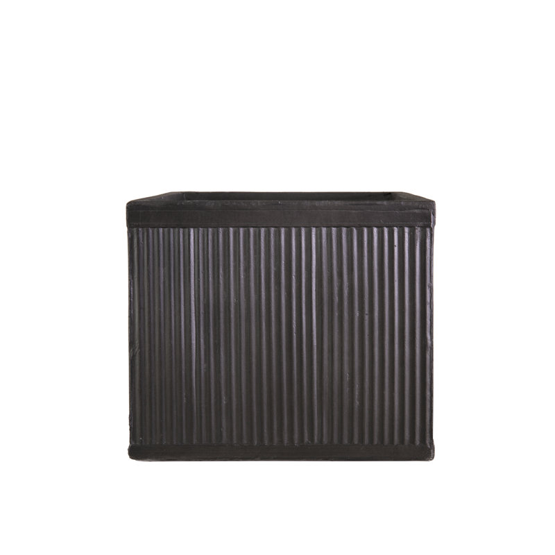 Vintage Ribbed Handmade Planter Box, 45cm H x 52cm W x 52cm D