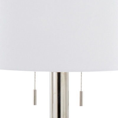 Master 29" Contemporary Metal Table Lamp In Polished Nickel And White Linen Shade From Grandview Gallery - Set Of 2