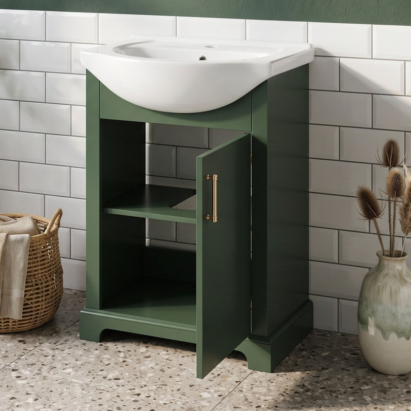 Meuble-lavabo de 20 po avec lavabo, tablette et porte, Vert