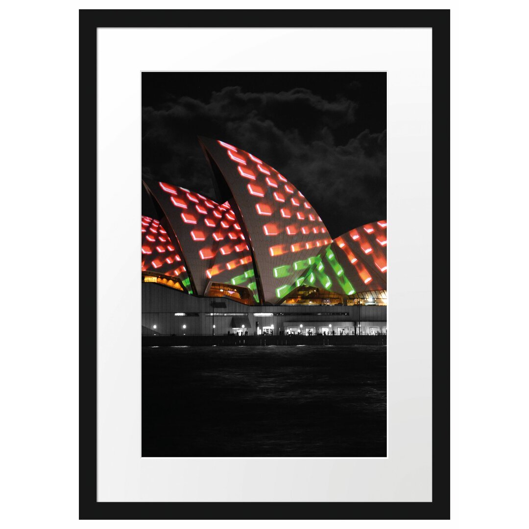 Gerahmtes Poster Sydney Opera House bei Nacht