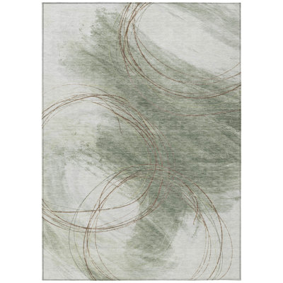 Machine Washable Indoor/Outdoor Chantille ACN2396 Abstract Rug