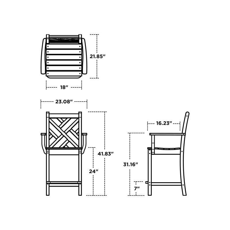 POLYWOOD® Chippendale Counter Arm Chair | Wayfair