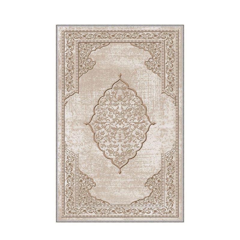 Luxurious Woven Area Rug, 5.9 x 9.2 ft, 100% Polyester, Antibacterial | Non-Slip PVC Felt Dot Underside, 0.3 in Pile Height | Machine Washable, 3D Digital Print, Perfect for Living Room & Bedroom Décor