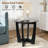 23.5" Round Glass Coffee Table with Black Wood Base for Living Room & Office-2008233005