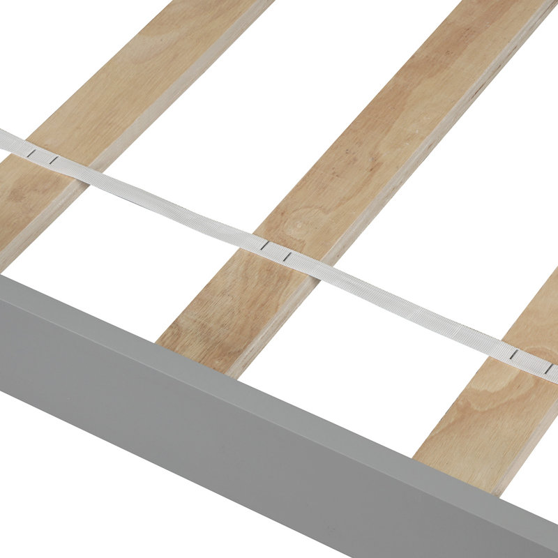 Lit plateforme en bois simple, gris